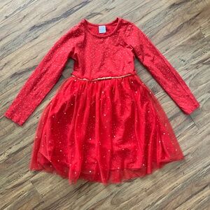 Hanna Andersson red and gold holiday shimmer star girl dress